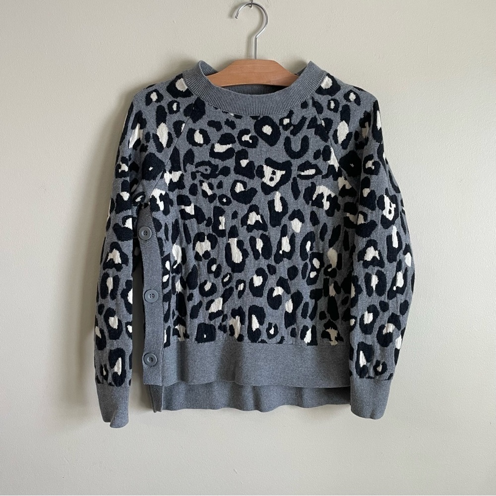 Stella & Dot Merino Wool Blend Leopard Print Sweater Crewneck Size Small